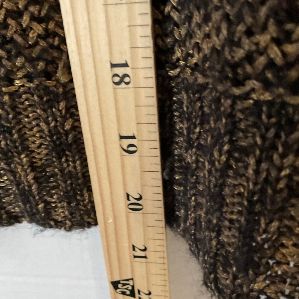 EILEEN FISHER Metallic Knit Sweater Long Sleeve Crew Neck Brown Gold XS - Picture 7 of 9